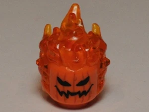 LEGO - Minifig, Head Modified Jack O' Lantern  w/ Trans Orange Flaming Hair   - Picture 1 of 1