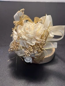 Wedding Prom Anniversary Gold Cream Roses Silk Flower Wrist Corsage - Picture 1 of 4