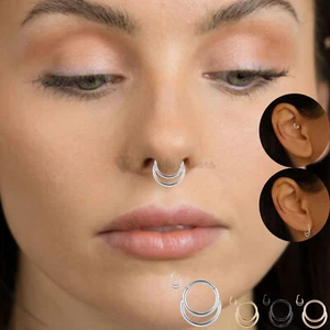 1pc Double Layered Ear Nose Cartilage Helix Earrings Surgical Stainless Steel - Picture 1 of 60