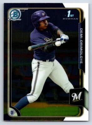 2015 1st Bowman Draft Chrome 5 Demi Orimoloye Milwaukee Brewers Baseball Card - Image 1 of 2