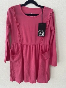 Chaser Girls Pink Rib Long Sleeve Ruffle Dress With Pockets Size 6 NWT - Picture 1 of 5