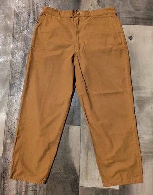 Vintage Mens 60s 70s Saf T Bak Duck Cotton Canvas Hunting Pants Brown 38x30 - Image 1 of 4
