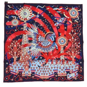 Hermes Schal Carre 90 La Source de Pegase Seide blau rot mehr mit Box R3131 - Bild 1 von 3