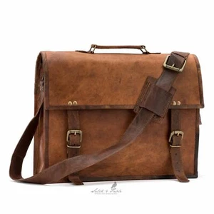 Bolso Mensajero de Cuero para Computadora Portátil Hecho a Mano Cabra Marroquí - Imagen 1 de 3