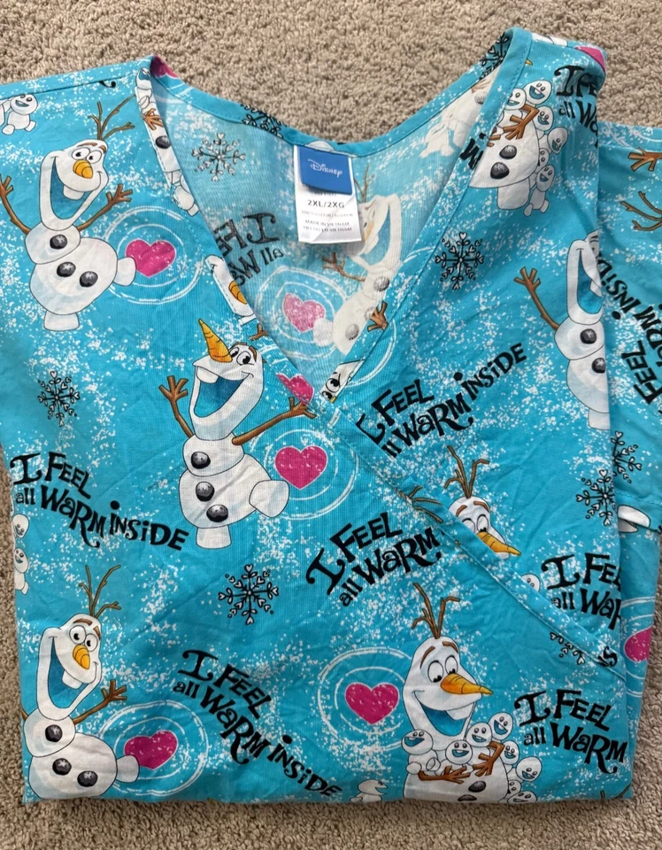 9 Holiday Scrub Tops Women's 2XL SOLD INDIVIDUALLY or LOT, Fall Christmas Disney - Image 1 of 1