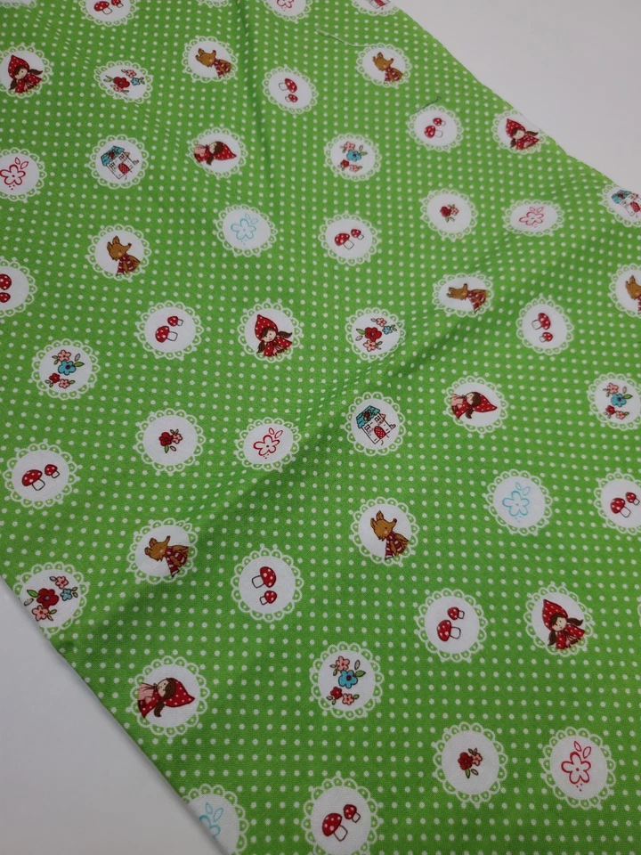Tasha Noel Fabric OG Little Red Riding Hood Green Mushrooms Quilt FAT QUARTER  - Image 1 of 1