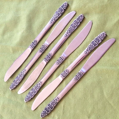 Oneida Northland Stainless Romford Pattern 6 Dinner Knives 8 1/2" Korea #73260 - Image 1 of 2