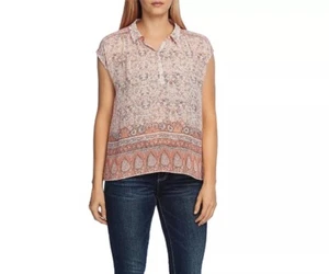Vince Camuto Women’s Botanical Print Soft Creme Button (3/4) Top Size Small NEW - Picture 1 of 8