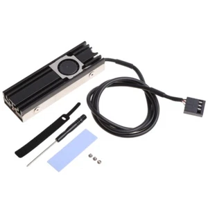 M.2 2280 SSD Heatsink Cooler for 80mm PCIe NVMe SATA with 4Pin PWM Cooling Fan - Afbeelding 1 van 17