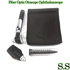 40 Fiber Optic Otoscope Ophthalmoscope Examination LED Diagnostic ENT SET Black - Picture 1 of 2