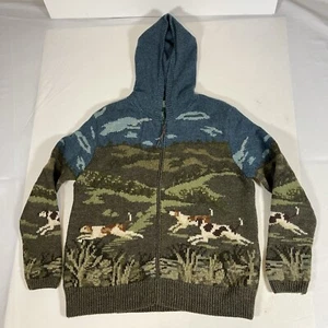 Suéter vintage Ralph Lauren perro de caza campo tejido a mano cremallera completa para mujer - Imagen 1 de 15