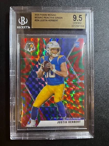 2020 Justin Herbert Rookie Panini Mosaic Reactive Green #204 BGS 9.5 - Picture 1 of 2