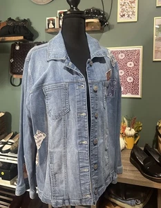 Chicos Patchwork Denim Size 3 Boho Cottagecore Granny core  - Picture 1 of 5