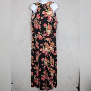 Neu mit Etikett Lane Bryant Maxikleid Damen 14/16 schwarz Blumenmuster ärmellos Landhaus Bloomcore - Bild 1 von 12