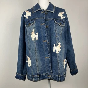 Quacker Factory XL Jeansjacke Pudel verziert Strassbesatz Vintage - Bild 1 von 7