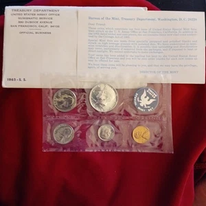 1965 Special Mint Set Monete OGP Busta COA 40% Argento Kennedy Coin - Foto 1 di 5