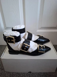 All Saints Black Leather Sutton Pointed Toe Shoes Size uk 4 New £249 - Picture 1 of 9
