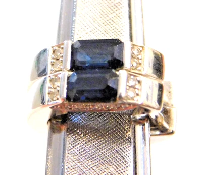 PENDIENTES ARO ORO BLANCO 14K ZAFIRO Y DIAMANTE PALANCA 4,7 GRAMOS Foto 1 de 4