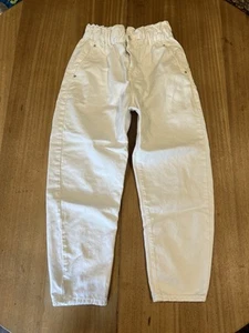 Zara Barrel Pants Ivory Paperbag Baggy Fit High Waisted Ankle Y2K Women Size 6 - Picture 1 of 12