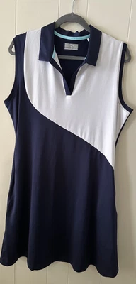 Vestido de golf Callaway sin mangas blanco azul marino bolsillos con cremallera atlético XL usado Foto 1 de 4
