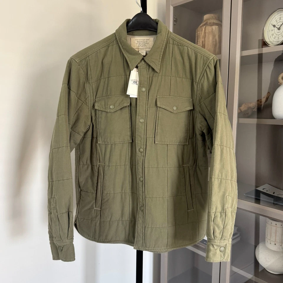Ralph Lauren Double RL Mountaineer Quilted Olive Drab Shirt Jacket M NEW RRL - Image 1 of 4