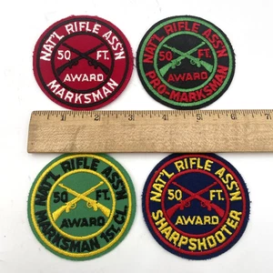 Vintage National Rifle Association 50 Ft Award Pro Marksman Jacket Patch Lot/4 - Picture 1 of 6