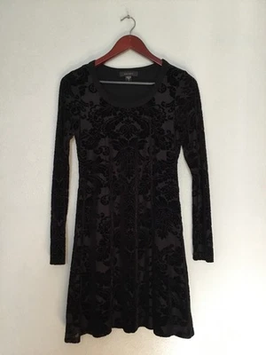 Mini Vestido Karen Kane Mujer Burnout Terciopelo Negro Paisley Floral Talla S Foto 1 de 4