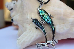 P117 Muschel Perlmutt Perlen Schmuck Anhänger Collier mit Schnur Halskette Kette - Bild 1 von 1