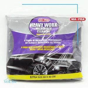 MAFRA HEAVY WORK 6 PANNI IN MICROFIBRA 60X40 PULIZIA E ASCIUGATURA AUTO E MOTO - Imagen 1 de 3