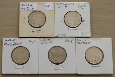 5 -2001d State  mint Quarters (L62P6-10) Uncirculated from US mint set - Image 1 of 4