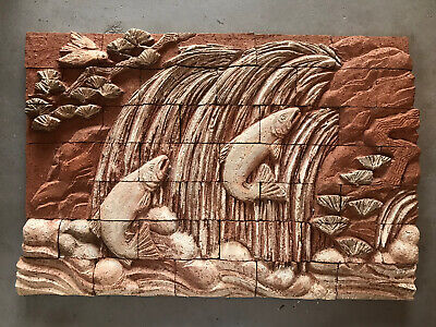 Carved Brick Salmon Leaping Building Wall Sculpture By Mara Smith Local Only • 1,200$