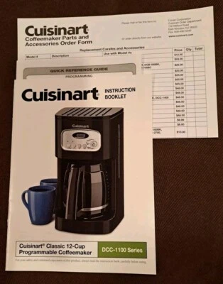 Cafetera Cuisinart DCC-1100 12 tazas MANUAL DE INSTRUCCIONES Y LISTA DE PIEZAS DE ACCESORIOS Foto 1 de 2