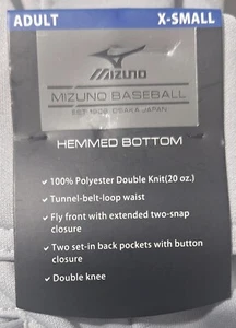 (BB - 49) MIZUNO BASEBALL PANT LONG GRAY ADULT SIZE X-SMALL - Picture 1 of 3