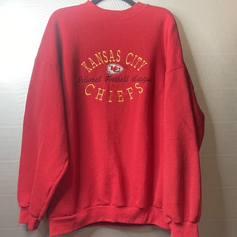 Vintage Logo 7 NFL Kansas City Chiefs Red Graphic Sweatshirt Adult Size XXL Cover