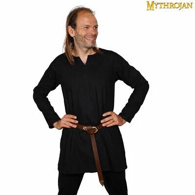 Túnica Vikinga SCA Disfraz Juegos con disfraces Conjunto Medieval Camisa de Algodón Renacimiento Negro Foto 1 de 4