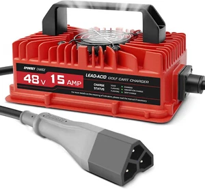 15 AMP Golf Cart Charger for 48 Volt EZGO RXV & TXT with 3 Pin Triangular Plug - Picture 1 of 8