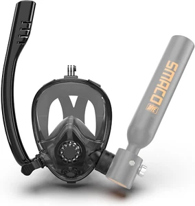 Maschera Da Snorkeling Integrale Compatibile Bombole Da Immersione Da 0,5L/0,7L - Foto 1 di 12