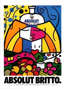 ABSOLUT BRITTO Vodka Ad Bon Appetit 1992 Vtg Magazine Retro Pop Art Collectible - Picture 1 of 1