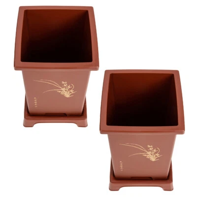 2 juegos de macetas de arena púrpura de imitación para plantas de interior orquídea Foto 1 de 4