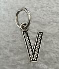 Authentic Pandora Sterling Silver 925 & CZ Initial Letter 'V' Dangle Charm