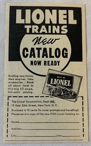 small 1939 LIONEL model trains ad ~ New Catalog Is Ready - Picture 1 of 1