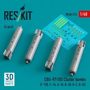 1/48 CBU-97/105 Cluster Bombs x4 F-15E F-16 A-10 B-1B B-52 3D ResKit RS48-0515 - Imagen 1 de 3