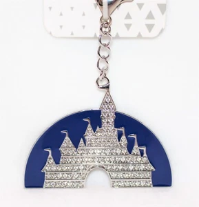 Disney Fantasyland Castle Bag Charm Adorned With Rhinestones Metal Key Chain - Picture 1 of 4