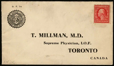 US 1910 #375? Unposted Cover Supreme Court Order of Foresters O.F. 74 Toronto - Image 1 of 3