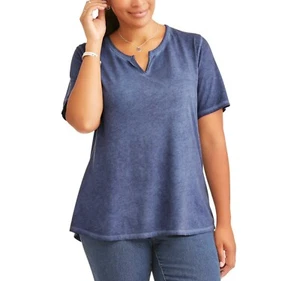 -TERRA & SKY BLUE SAPPHIRE BLOUSE TOP SHORT SLEEVE COTTON POLYESTER 4X 28W 30W - Picture 1 of 11
