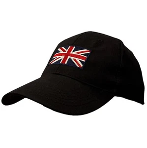 Adults Adjustable 5 Panel Cotton Baseball Cap with Embroidered Union Jack Emblem - Picture 1 of 4