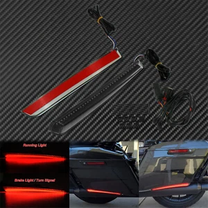 Alforja trasera de humo bolsa extendida luz LED freno de carrera señal de giro apta para Harley - Imagen 1 de 11