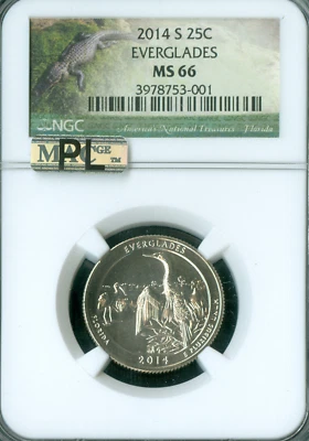 2014 S EVERGLADES PARKS QUARTER NGC MS66 PQ MAC PL * - Image 1 of 2
