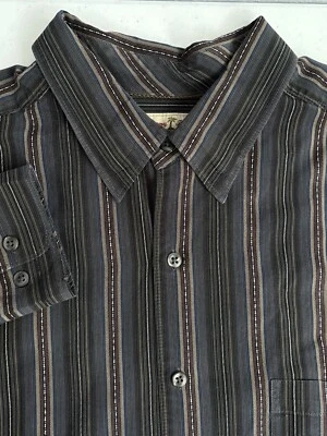 Tommy Bahama Hombre XLT Multicolor Tono Tierra 100% Seda Manga Larga Abotonada Foto 1 de 4