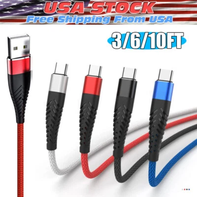 Braided USB Type-C USB-C to USB-A Fast Charge Cable Cord Charger Charging Sync - Image 1 of 4